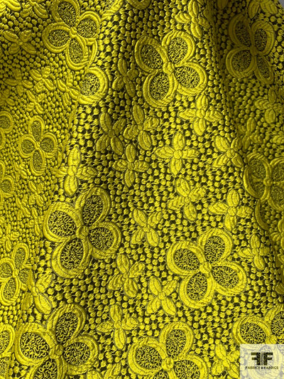 Famous NYC Designer Italian Geometric Floral Brocade - Chartreuse / Black