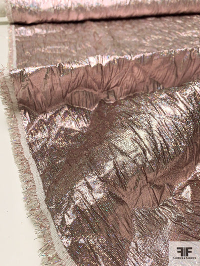 Hologram Textured Geometric Cloque Lamé Brocade - Metallic Mauve