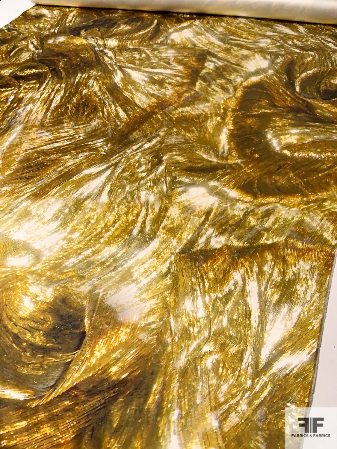 Golden Waves Printed Double Faced Silk Satin - Yellow/Gold | FABRICS ...