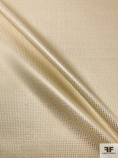 Tiny Circles in Grid Lightweight Brocade - Gold / Cream