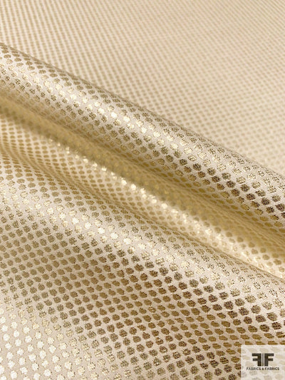 Tiny Circles in Grid Lightweight Brocade - Gold / Cream