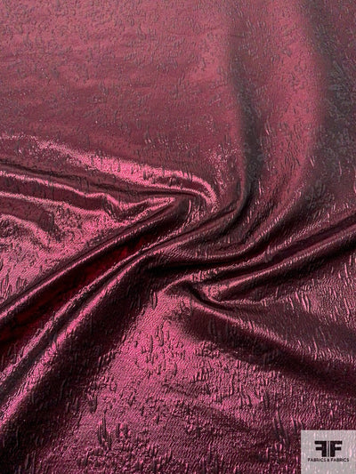 Italian Abstract Textured Brocade-Like Lamé - Metallic Merlot