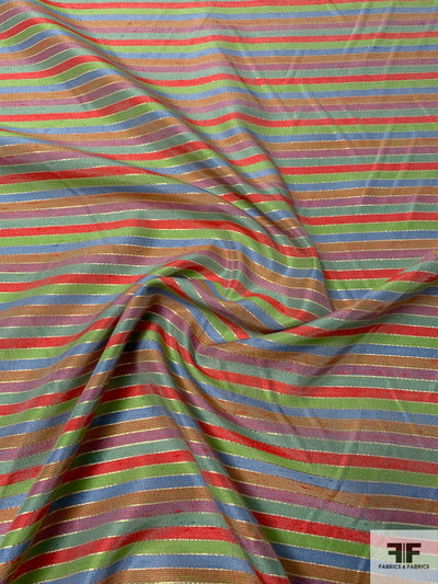 Horizontal Striped Metallic Brocade - Multicolor