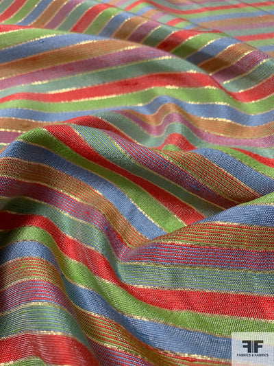 Horizontal Striped Metallic Brocade - Multicolor