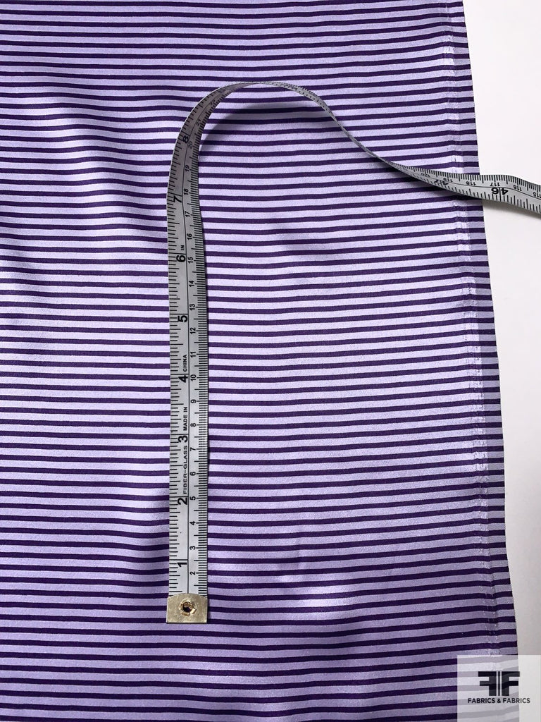 Thin Horizontal Striped Printed Silk Charmeuse - Grape Purple/Lavender ...