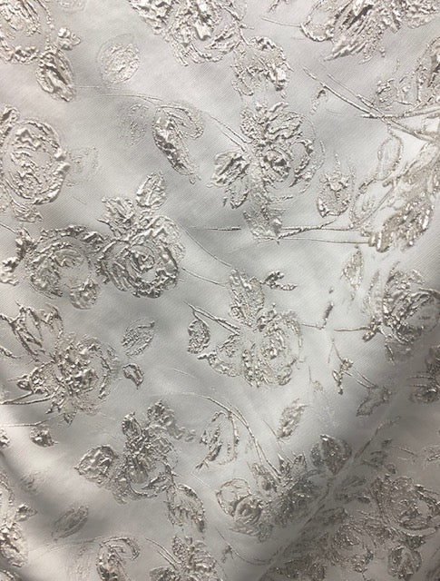Christian Siriano Rosette Metallic Brocade - White/Silver – Fabrics ...