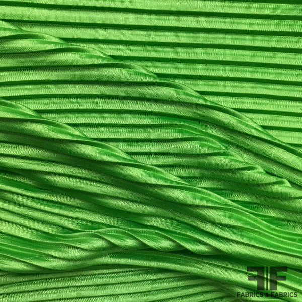 Green Pleated Polyester/Rayon Knit - Fabrics & Fabrics