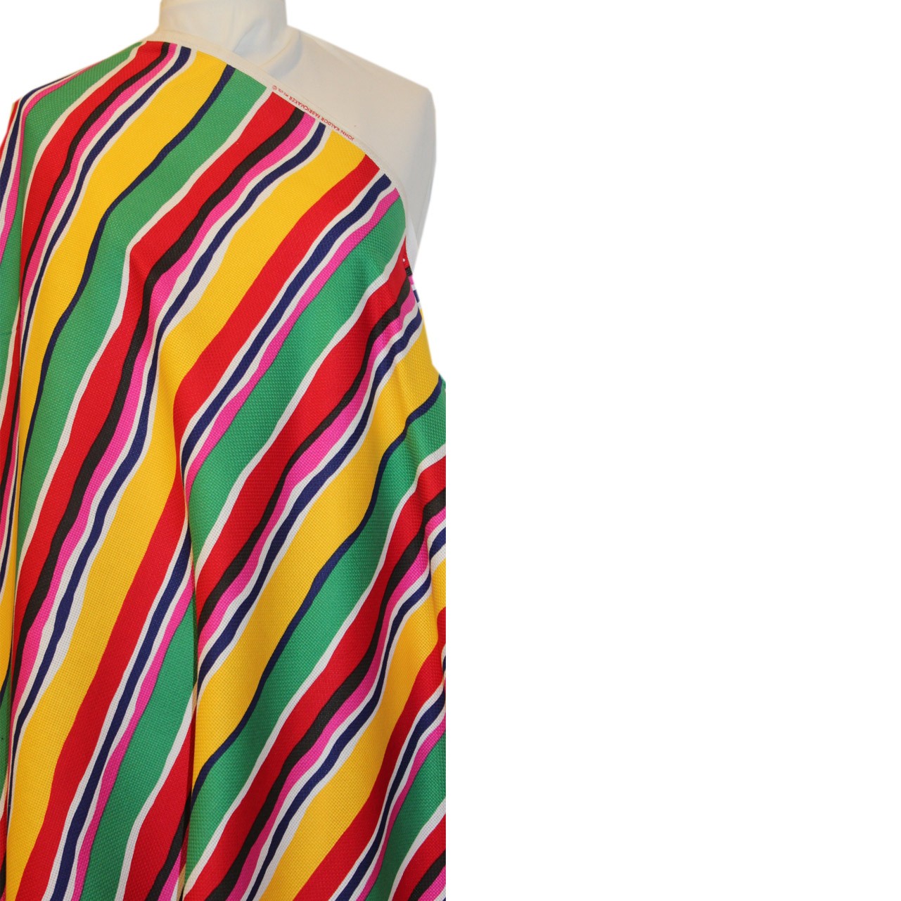 Multicolor Wavy Striped Printed Cotton Pique - Fabrics & Fabrics