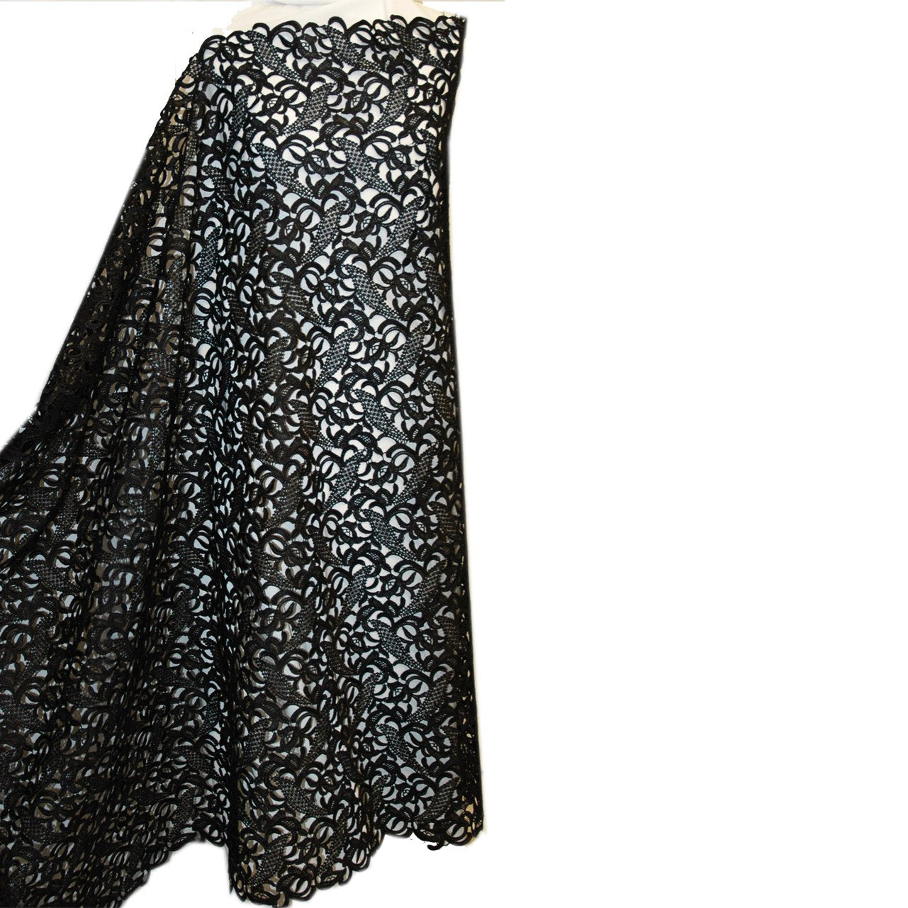 Black Floral Arabesque Guipure Lace - Fabrics & Fabrics