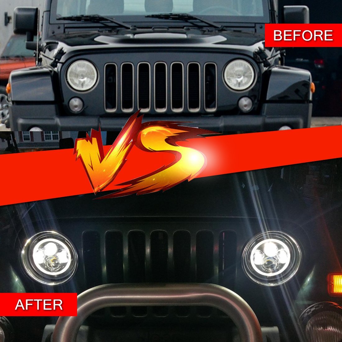 Firebug 7 Inch LED Headlights with RGB Angel Eye for Jeep Wrangler –  Firebugmoto