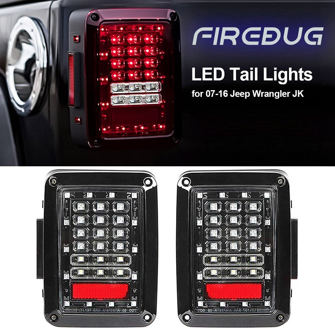 Firebug Wrangler Rear LED Lights, Wrangler LED Tail Lights, Tail Light –  Firebugmoto