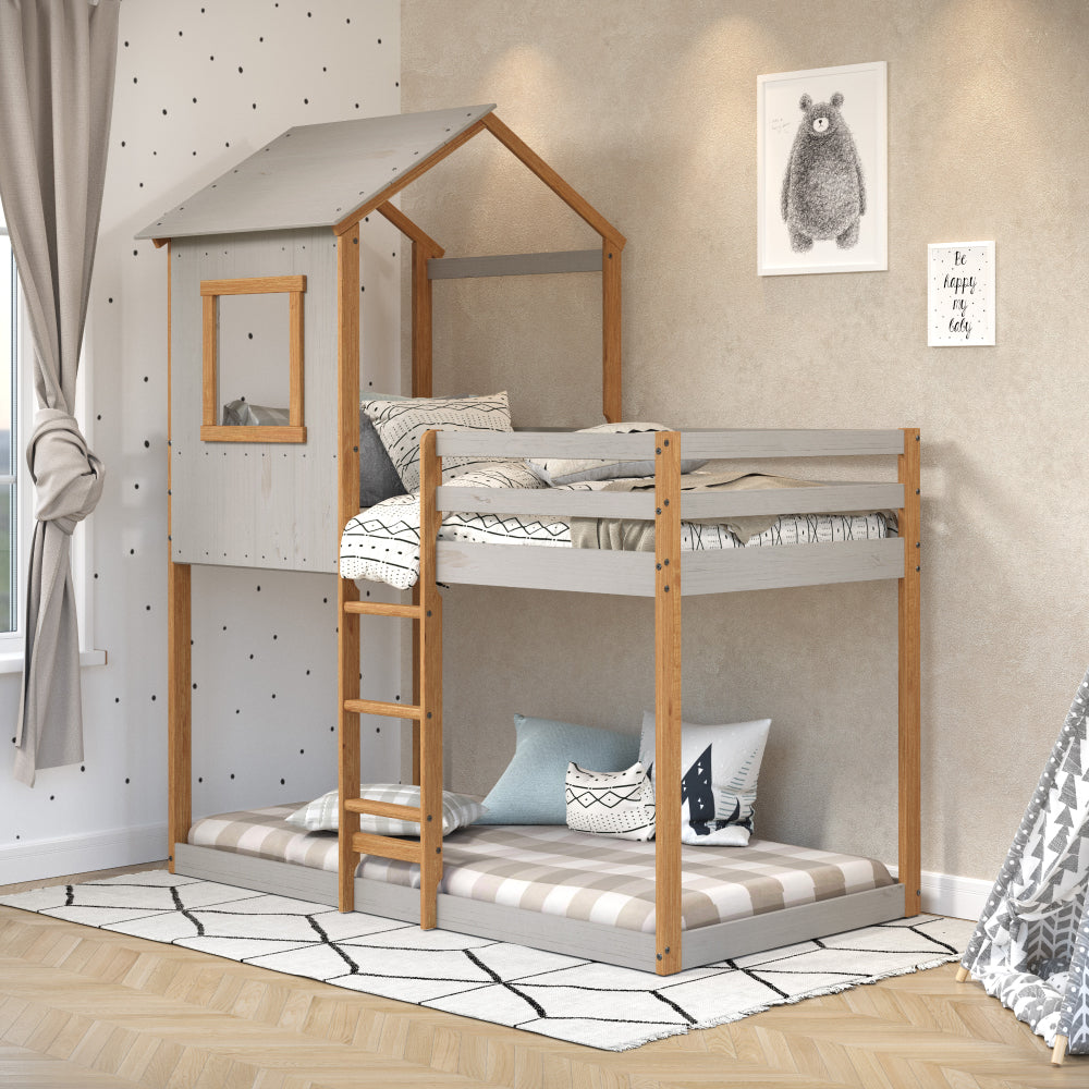 Tree House Bunk Bed – Grey with Natural