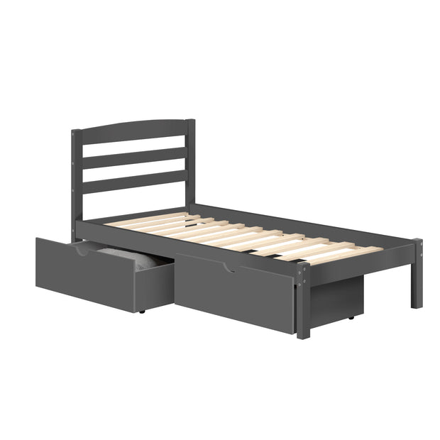 Pkolino Twin Bed With Storage Drawers Grey