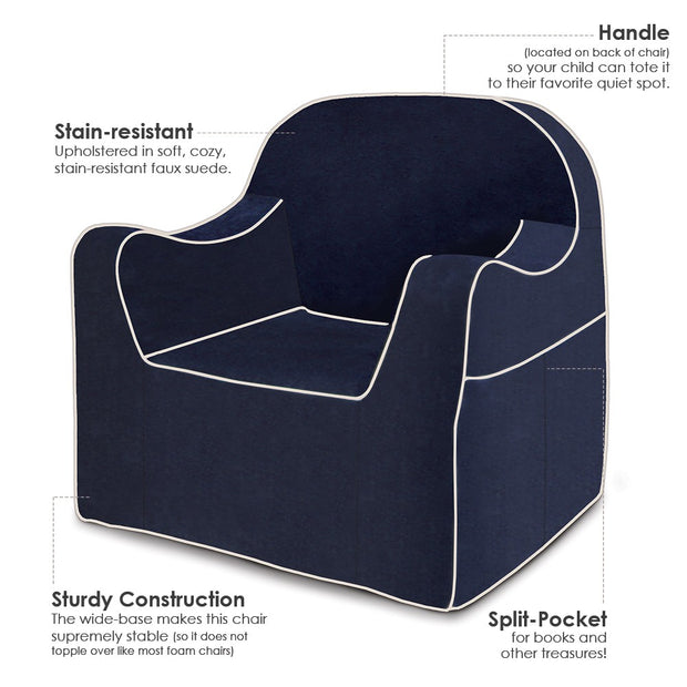 Reader Children S Chair Navy Blue With White Piping P Kolino
