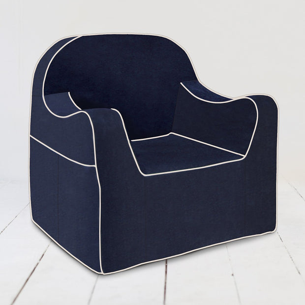 navy chair with white piping