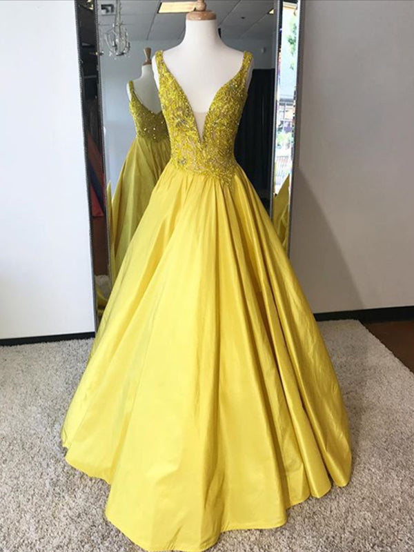 modest yellow prom dresses