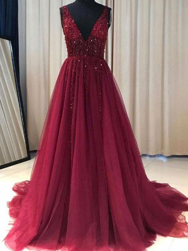 red maroon prom dress