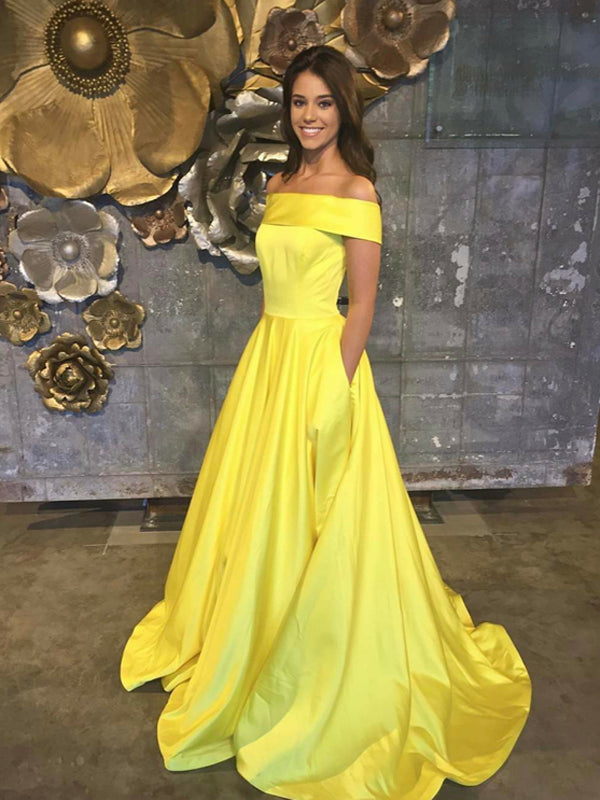 modest yellow prom dresses