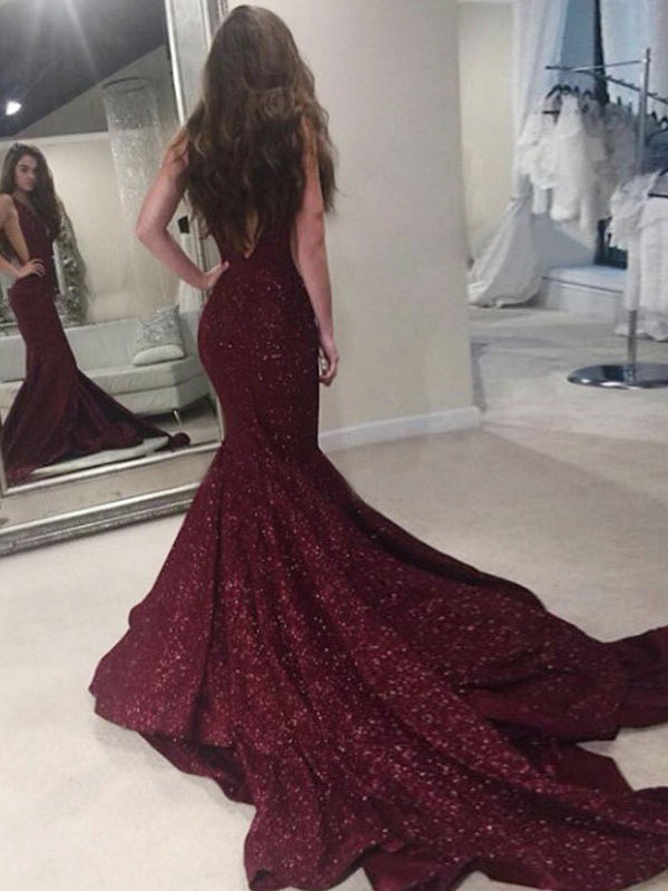 burgundy mermaid gown