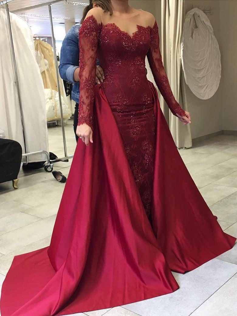 maroon mermaid gown