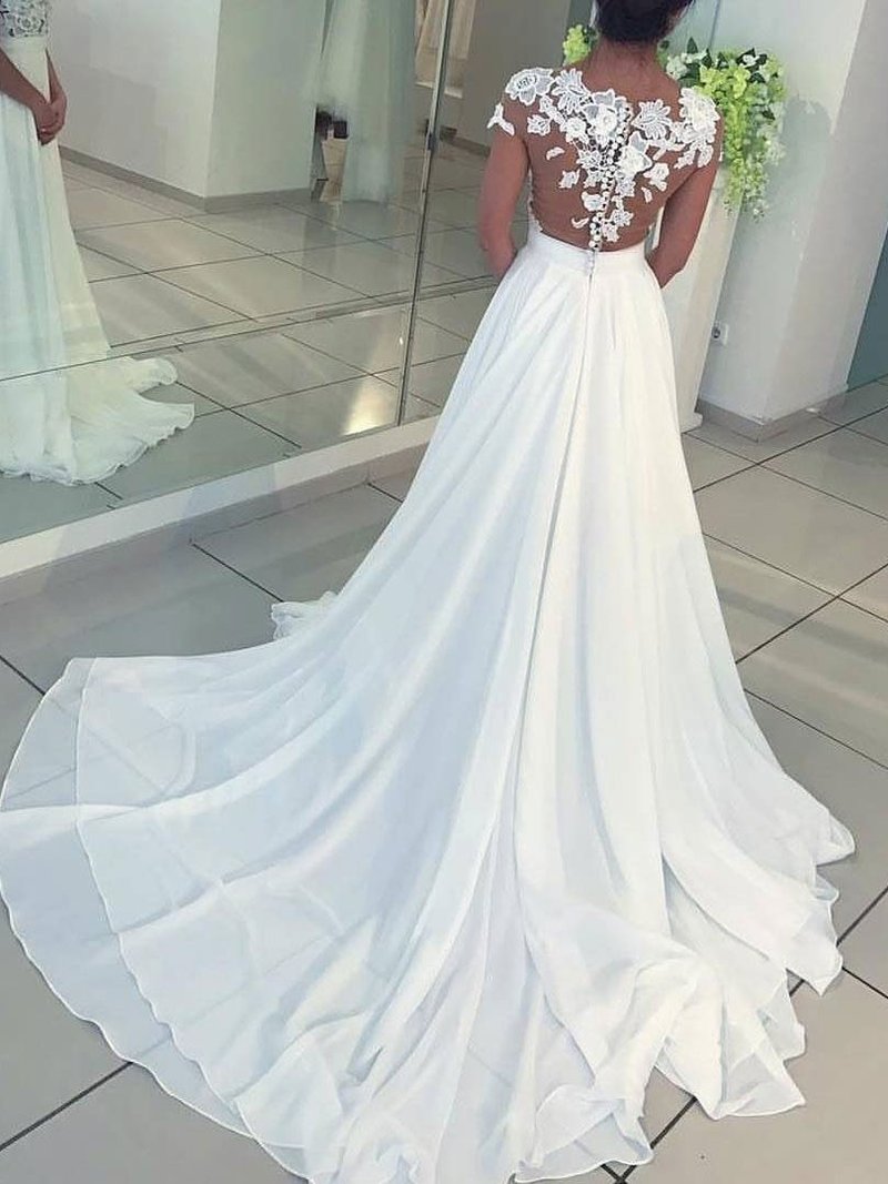 A Line Cheap Wedding Dress Lace Beach Wedding Dress # VB1913 ...