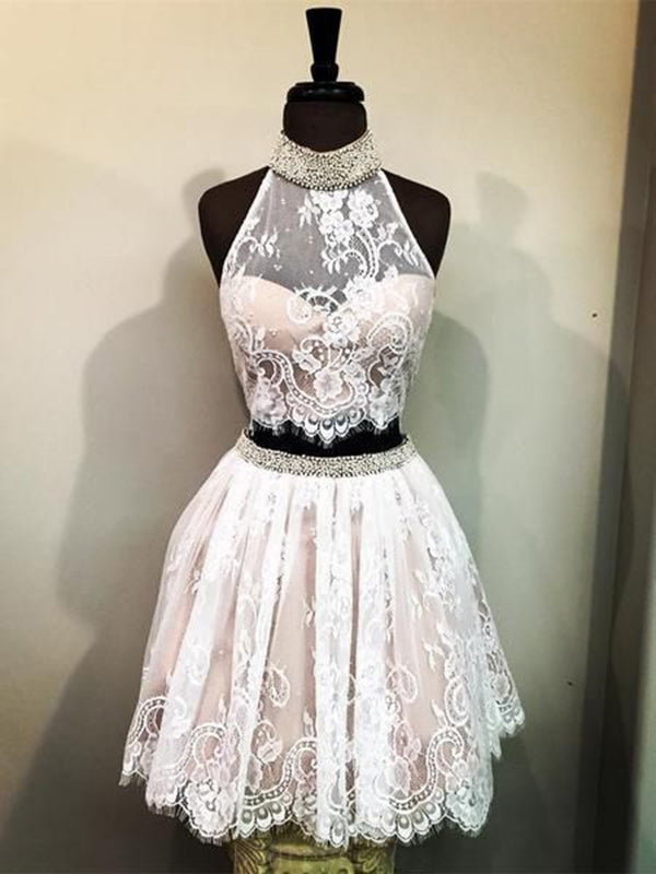 Two Piece Lace Homecoming Dress Cheap Party Homecoming Dress #VB2428
