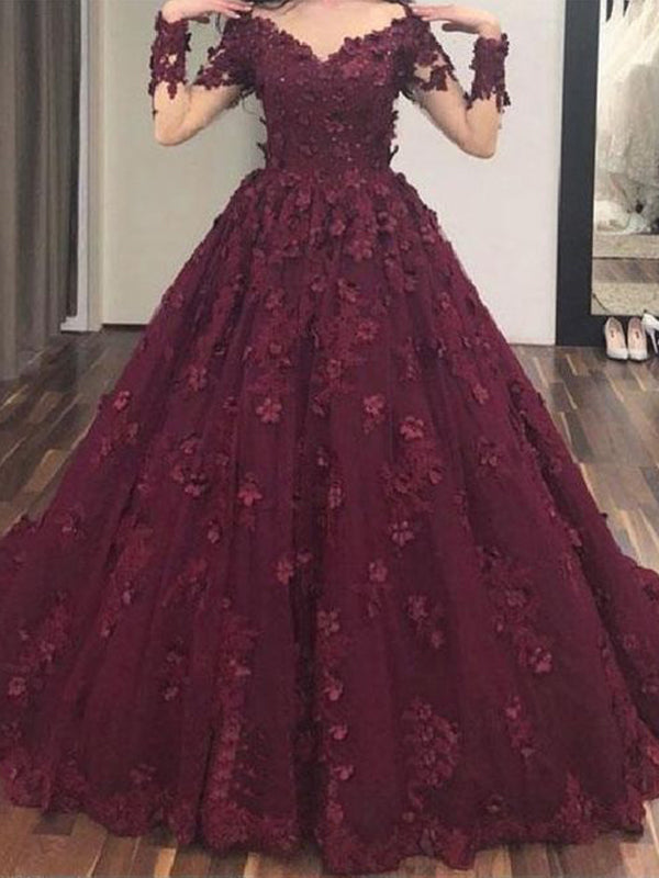 red long sleeve prom dresses plus size