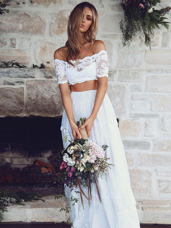 two piece lace wedding dress