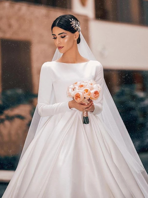 aline long sleeve wedding dress