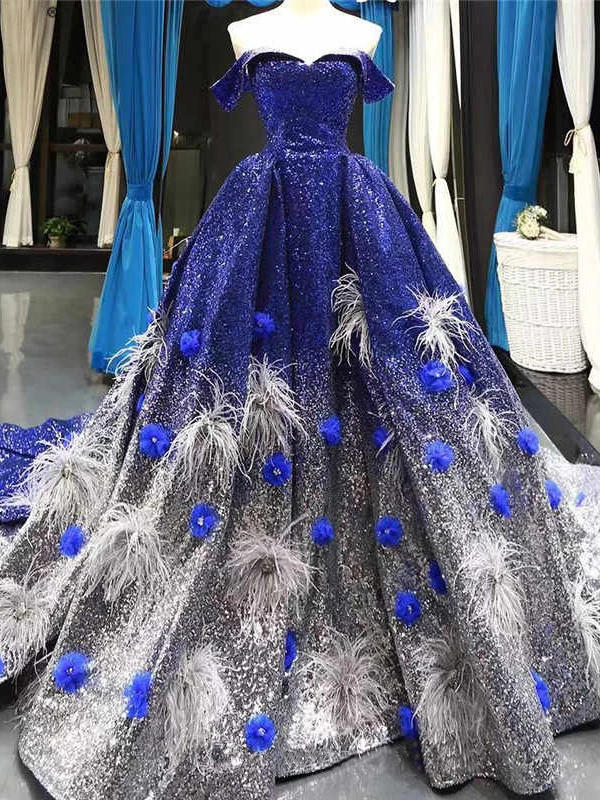 royal blue plus size ball gowns