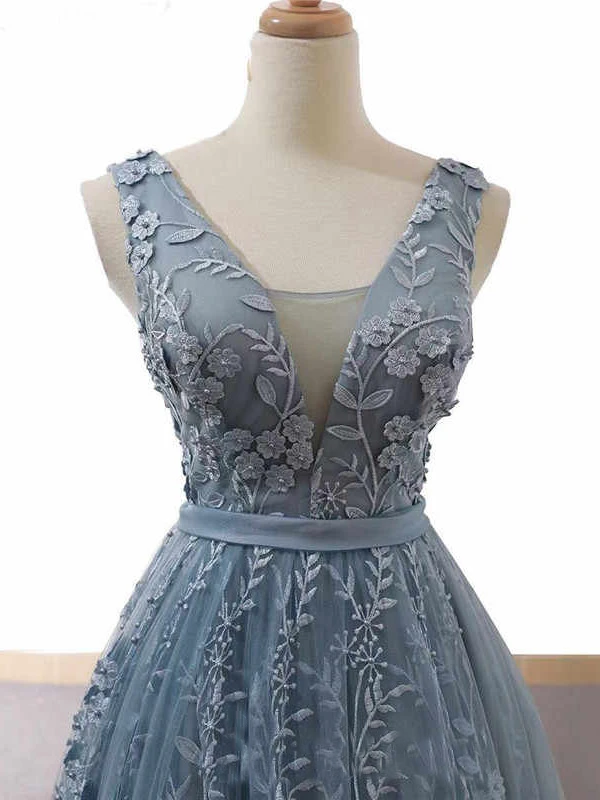 dusty blue formal gowns