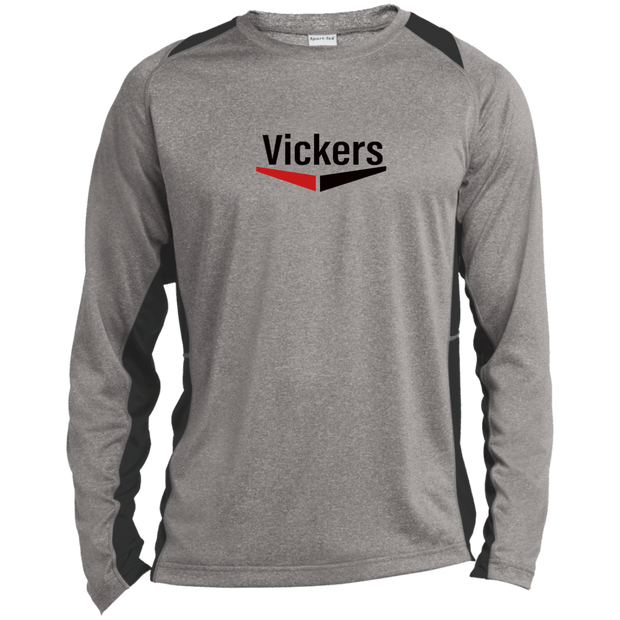 Vickers Black ST361LS Long Sleeve Heather Colorblock Poly T-Shirt