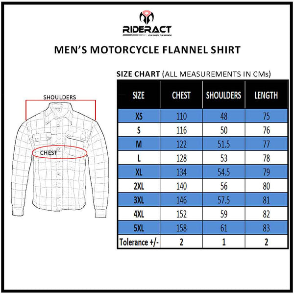 RIDERACT® Men Motorcycle Riding Reinforced Flannel Shirt
