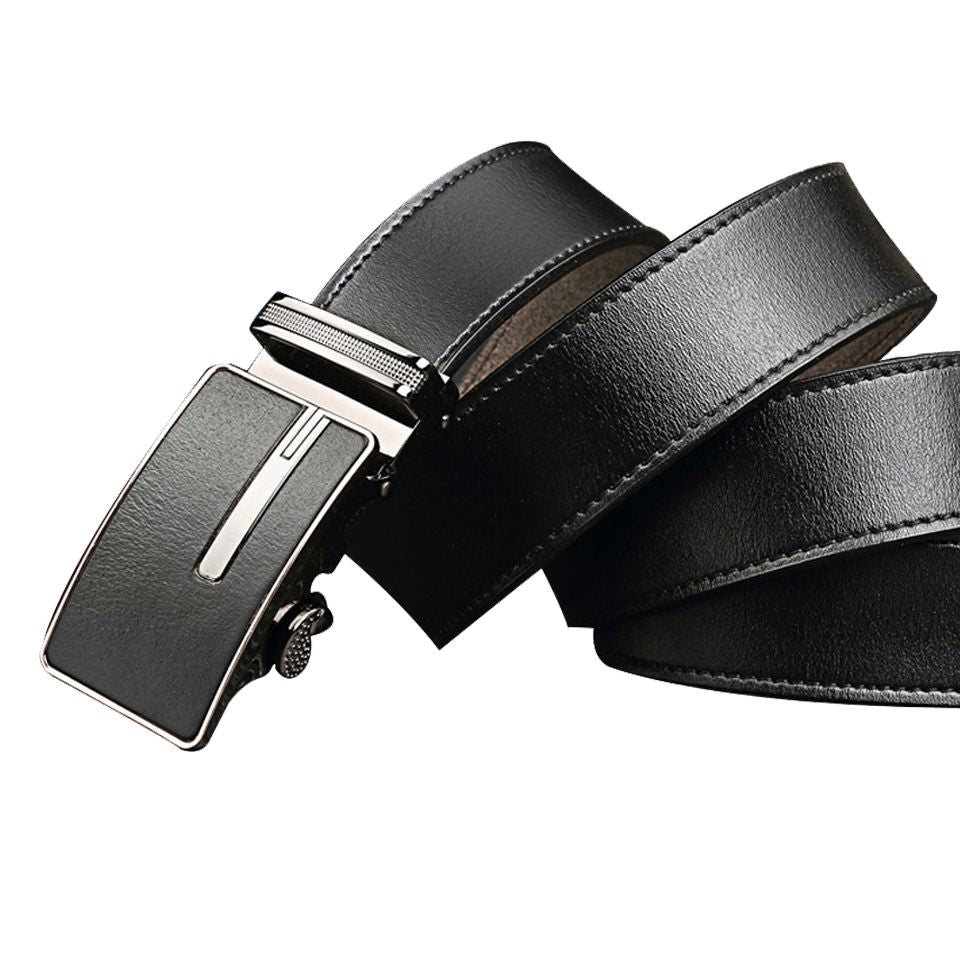 Casual Leather Belt Auto Locking Buckle Black | Gentry Choice