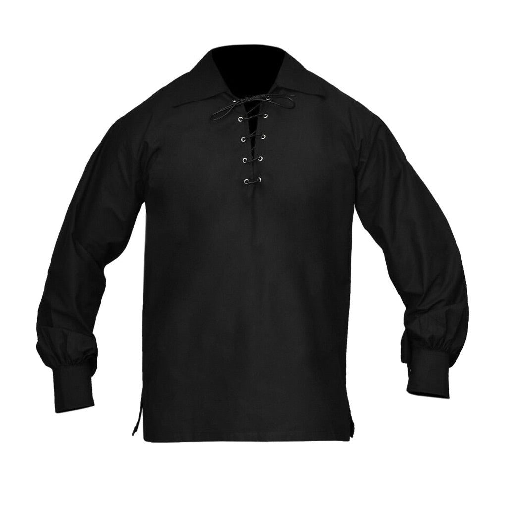 Scottish Traditional Jacobite Ghillie Shirt Black Highland Kilt Outfit ...