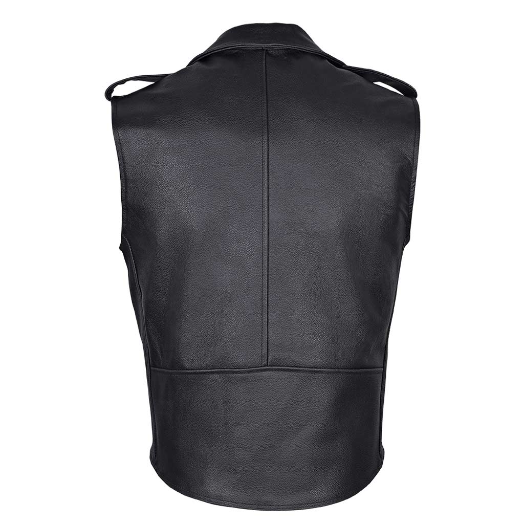 Brando Style Men Leather motorcycle Vest Black Sleeveless biker vest ...