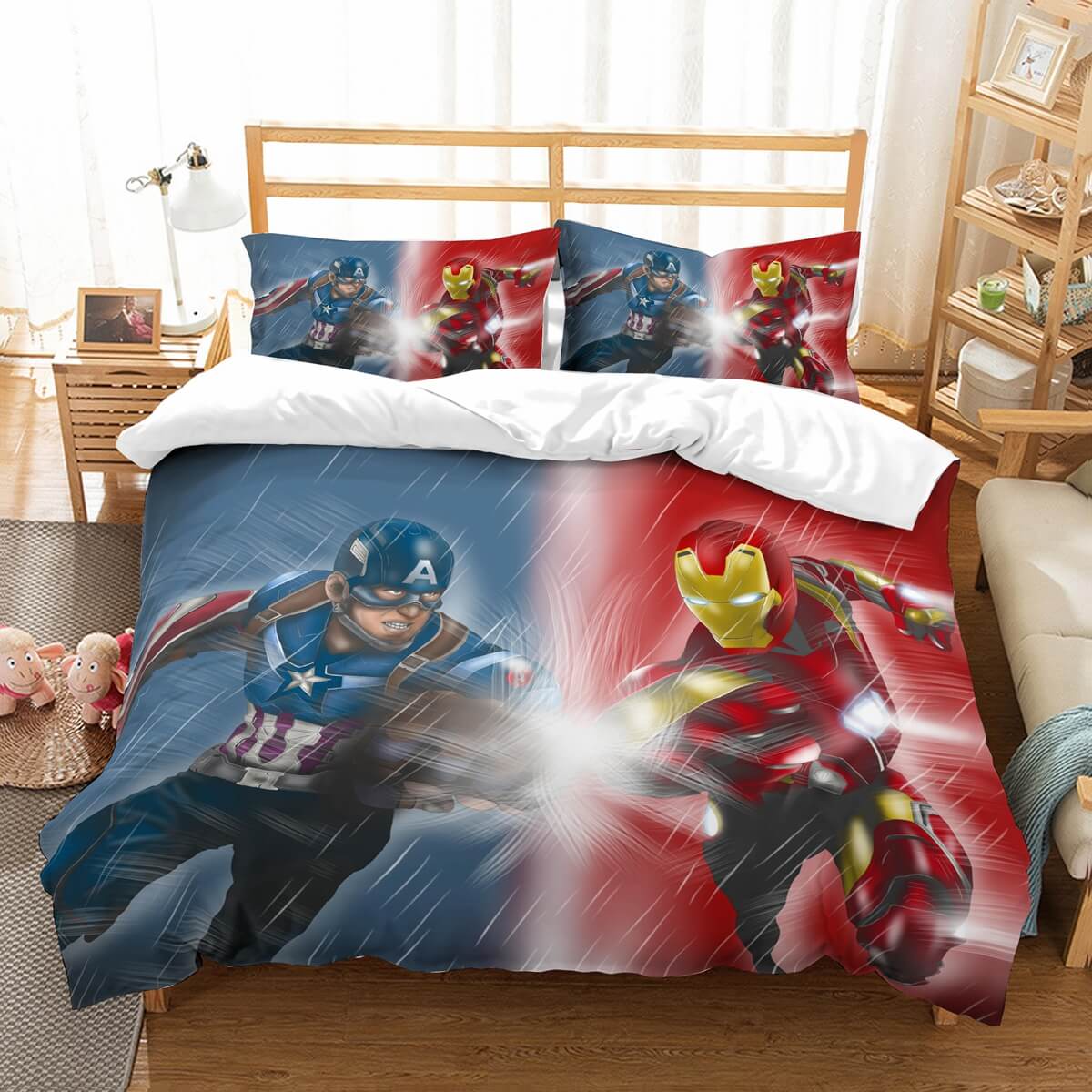 3d Customize Captain America Vs Iron Man Bedding Set Duvet Cover