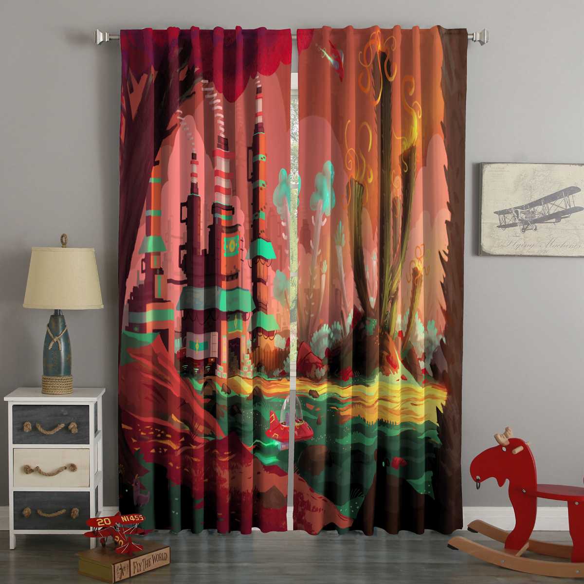 3d Printed Spaceship Planet Style Custom Living Room Curtains 3d Printed Spaceship Planet Style Custom Living Room Curtains