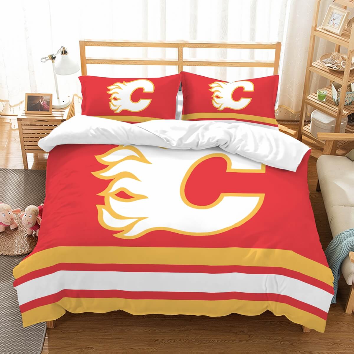 3d Customize Calgary Flames Bedding Set Duvet Cover Set Bedroom