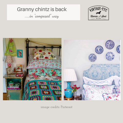 Granny and chintz decor is here for 2022 - blog post by vintage-etc