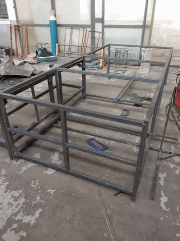 Metal Frame - oven baked and powdercoated for tubular steel and oak island custom made by Vintage-etc in Johannesburg