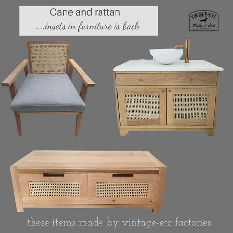 Rattan and cane insets are back - custom orders - blog by vintage-etc7