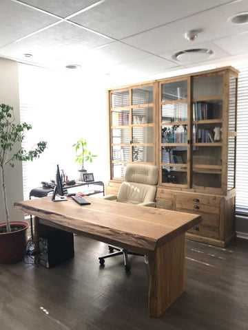 French oak desk and Molly Bookcase