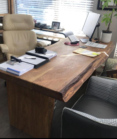 French oak desk with rustic edge