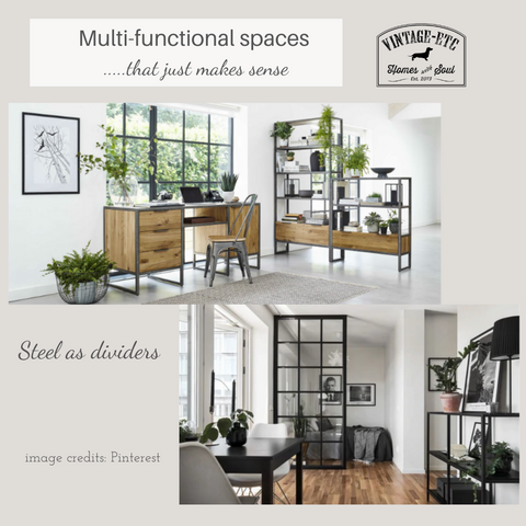 Multi-functional spaces at home - steel dividers 