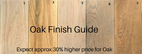 Finish guide displaying the different finishes of Solid Oak wood for bespoke tables, benches, sharing islands and other furniture made by vintage-etc in cape town. We make custom made & bespoke tables, benches, free-standing kitchen islands, desks, media units & wardrobes in our Cape Town & Johannesburg workshops - using Oak, Oregon, Ash, Beech, Birch Ply & Meranti. We also sell imported furniture, provide design consulting services & make soft furnishing e.g. sofas & upholstered chairs in linen, velvet & stain resistant fabric - 