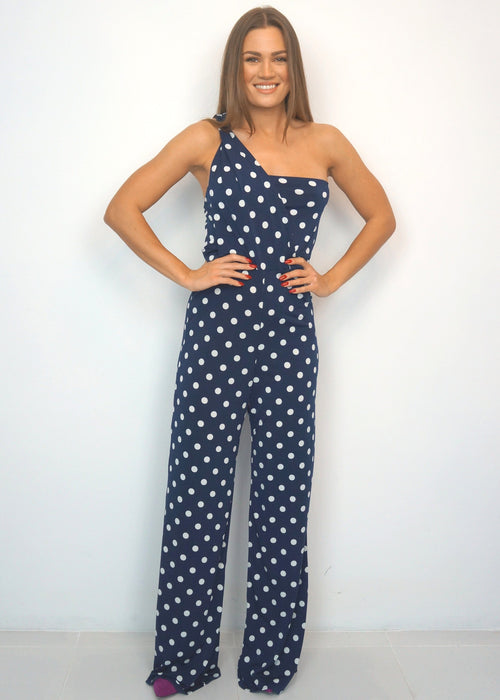 Sport Basic Jumpsuit With Elastic Waist In Blue | MOE | SilkFred US