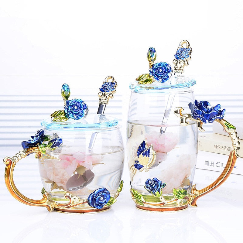 glass tea cup with lid