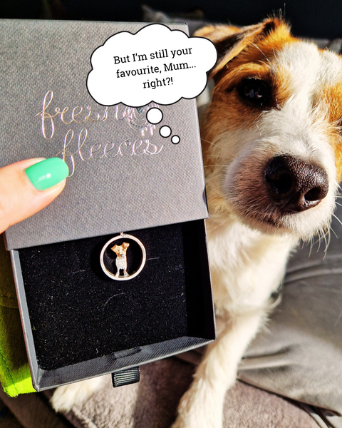 silver dog necklace, jack russell necklace