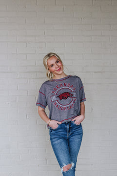 Grey Arkansas Razorback 1871 Graphic Tee